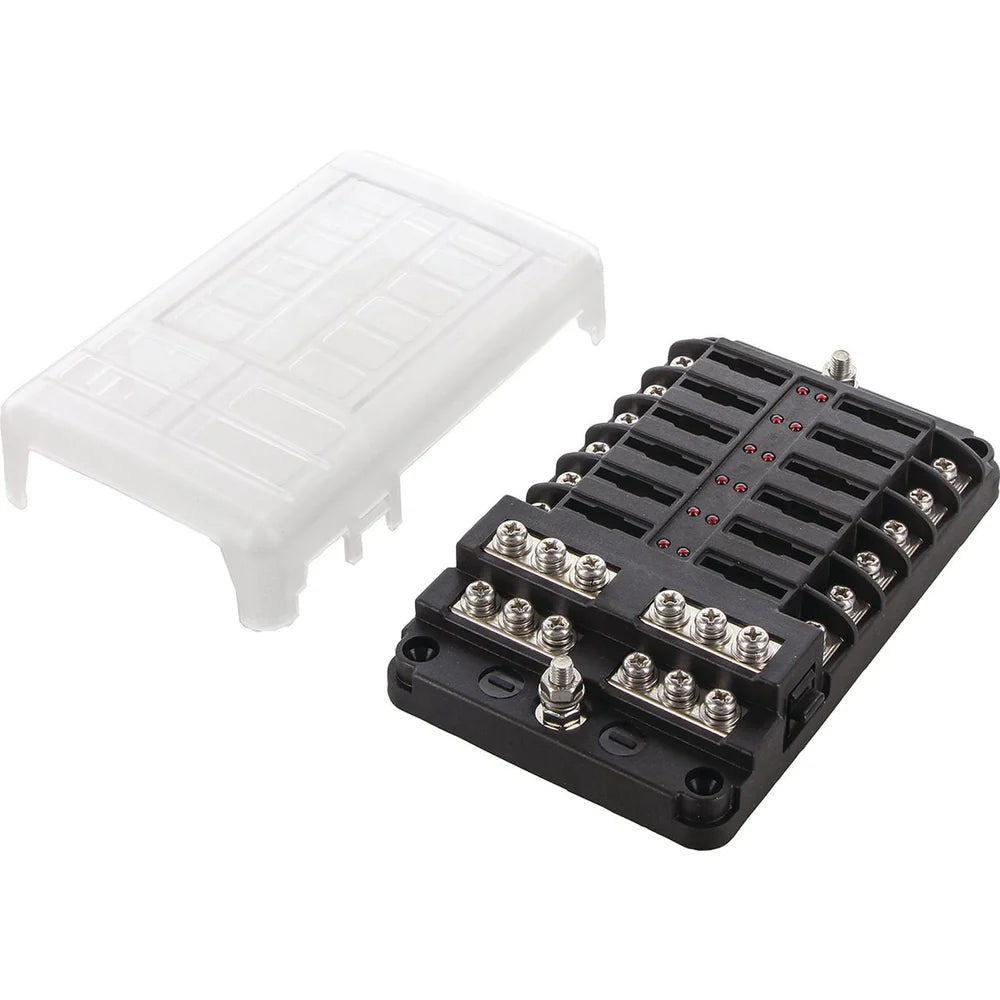 12 Way Blade Fuse Box | 12V Power Distribution Block with Cover