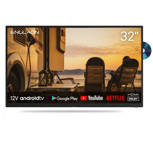 ENGLAON 32″ Full HD Android Smart 12V TV with Built-in DVD player & Chromecast
