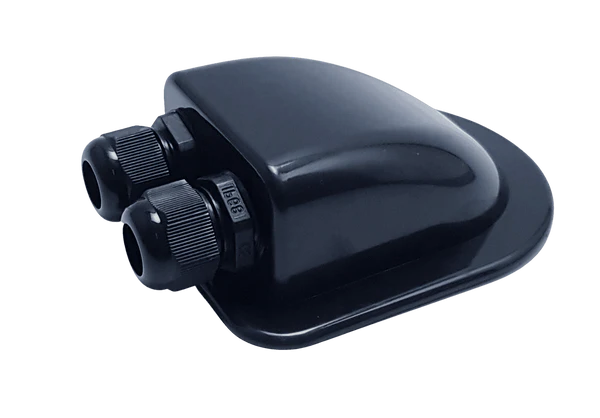 Cable Entry Cover Dual | Waterproof Caravan & Solar Roof Cable Gland Black
