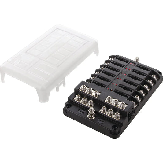 12 Way Blade Fuse Box | 12V Power Distribution Block with Cover