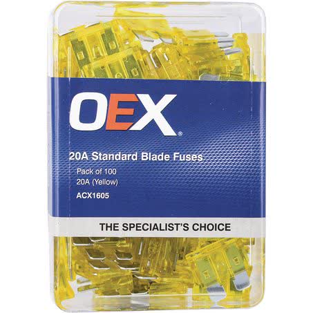 OEX Standard Blade Fuse 20A Yellow ACX1605