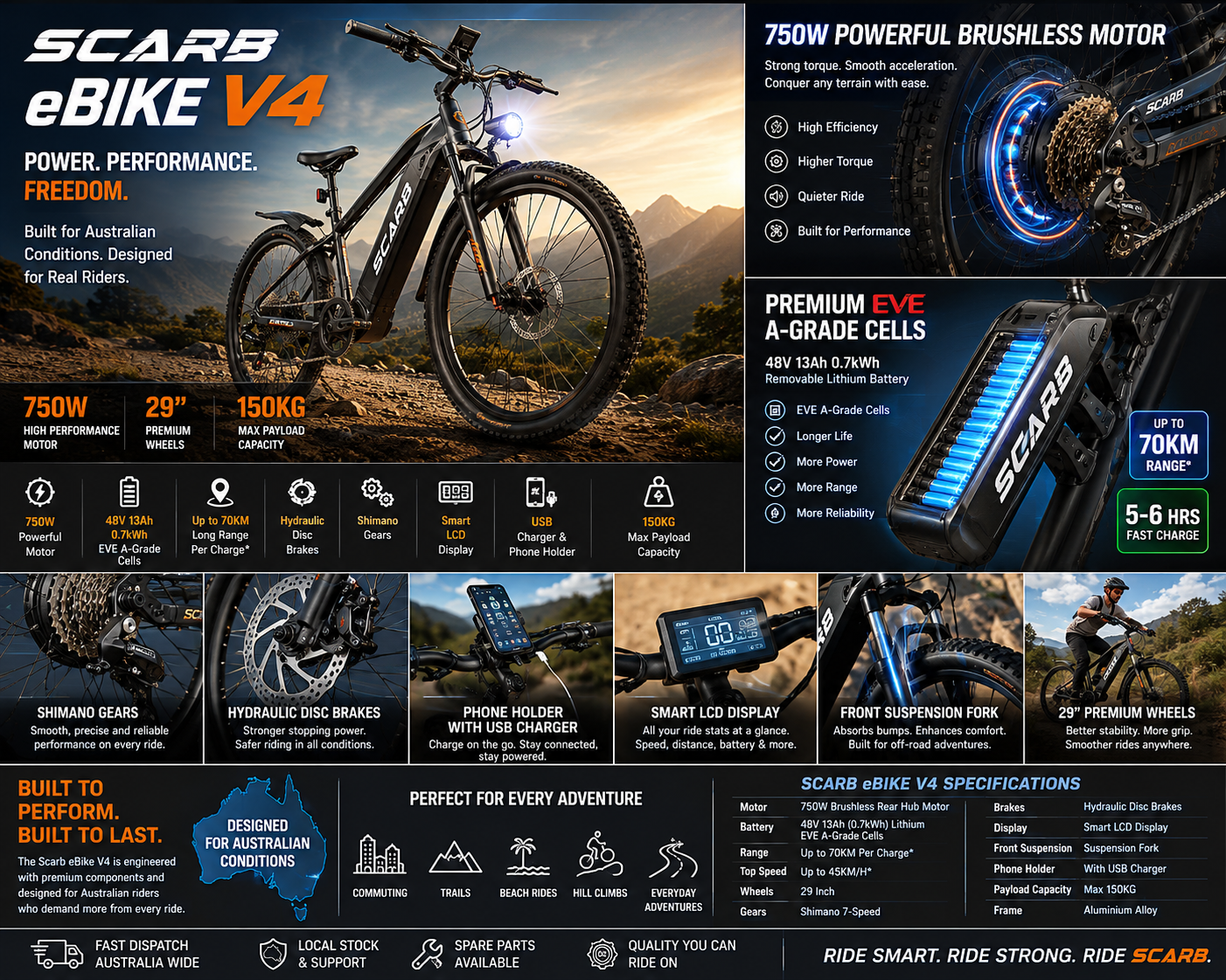 Scarb eBike 29" 750W Premium Electric Mountain E-Bike