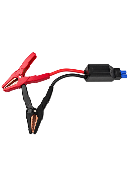 King Brown jump-start cables with red and black battery clamps