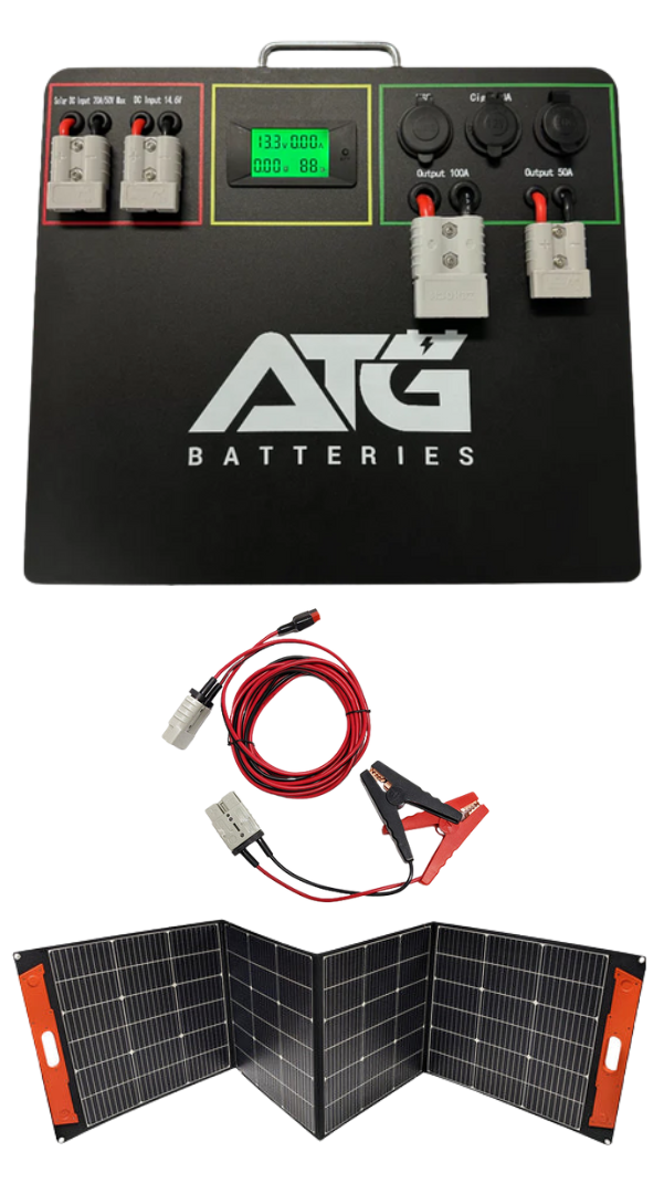 ATG Batteries V3 105Ah Slimline Lithium Bonza Battery + 225W Solar Blanket Kit