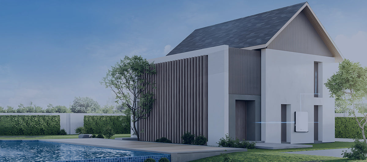 Dyness manufacturer illustration of a wall-mounted PowerBox Pro home energy storage installation