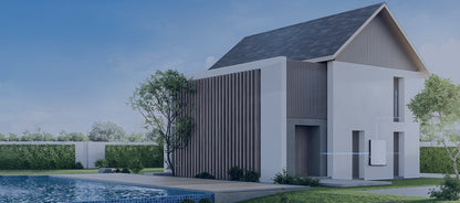 Dyness manufacturer illustration of a wall-mounted PowerBox Pro home energy storage installation