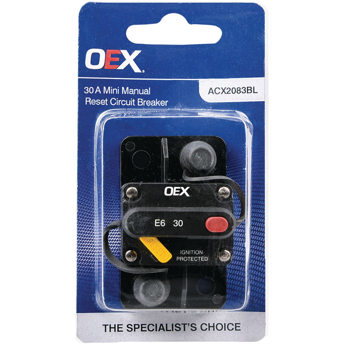 OEX 30A mini circuit breaker shown; select the required amperage