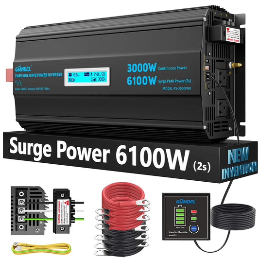Giandel 3000W Pure Sine Wave Power Inverter 12V DC to 240V AC